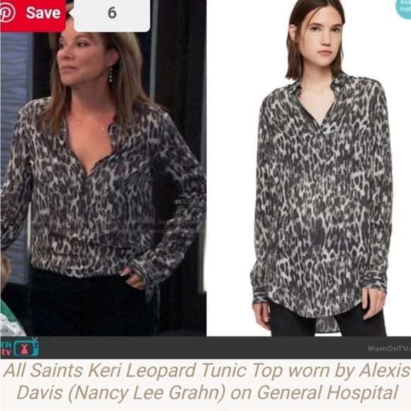 All Saints Keri Ash Grey Leopard Print Shirt Small - Picture 5 of 16
